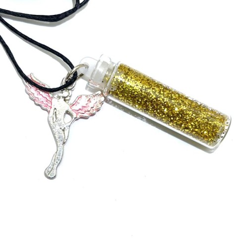 Fairy Gold Glitter Glass Bottle Pendant